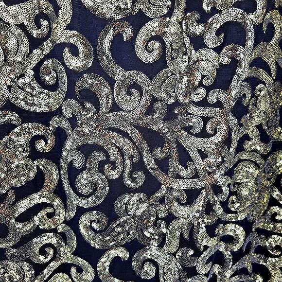 Cato Black Gold Sequin Knee Length Pencil Skirt 14/16W Glam Old Money Opulent - Picture 2 of 8